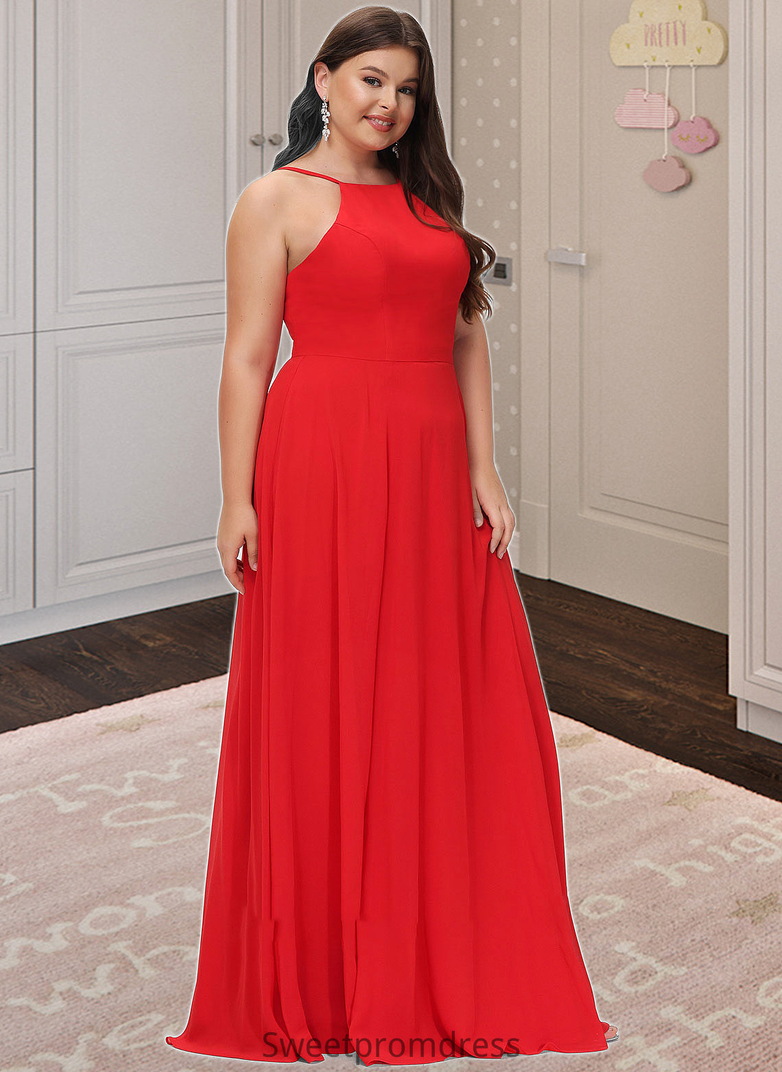 Elise A-Line Scoop Neck Floor-Length Bridesmaid Dress DHP0012779