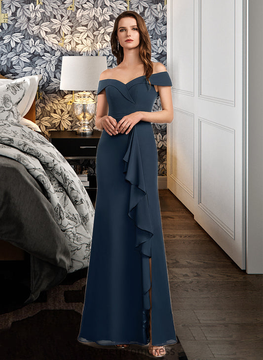 Crystal A-Line Off-the-Shoulder Floor-Length Bridesmaid Dress With Ruffle DHP0012807