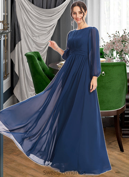 Pat A-Line Floor-Length Bridesmaid Dress With Ruffle DHP0012816