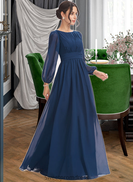 Pat A-Line Floor-Length Bridesmaid Dress With Ruffle DHP0012816