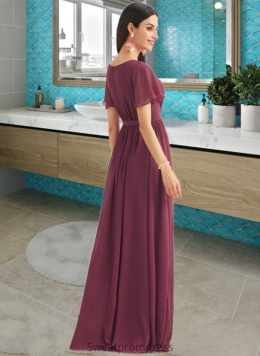 Daisy A-Line V-neck Floor-Length Bridesmaid Dress With Split Front DHP0012829