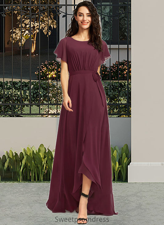 Alyvia A-Line Scoop Neck Asymmetrical Bridesmaid Dress With Ruffle DHP0012831