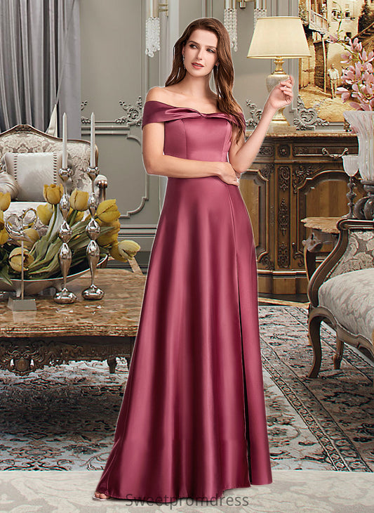 Kitty A-Line Off-the-Shoulder Floor-Length Bridesmaid Dress With Split Front DHP0012845