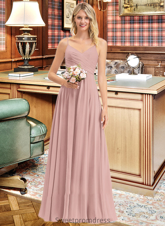 Makayla A-LineV-neckFloor-LengthChiffonBridesmaidDressWithRuffle#251358 DHP0012849