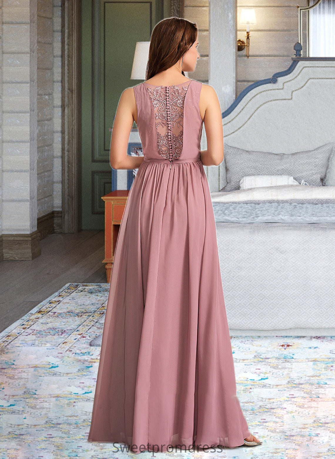 Nyasia A-Line Floor-Length Bridesmaid Dress DHP0012922