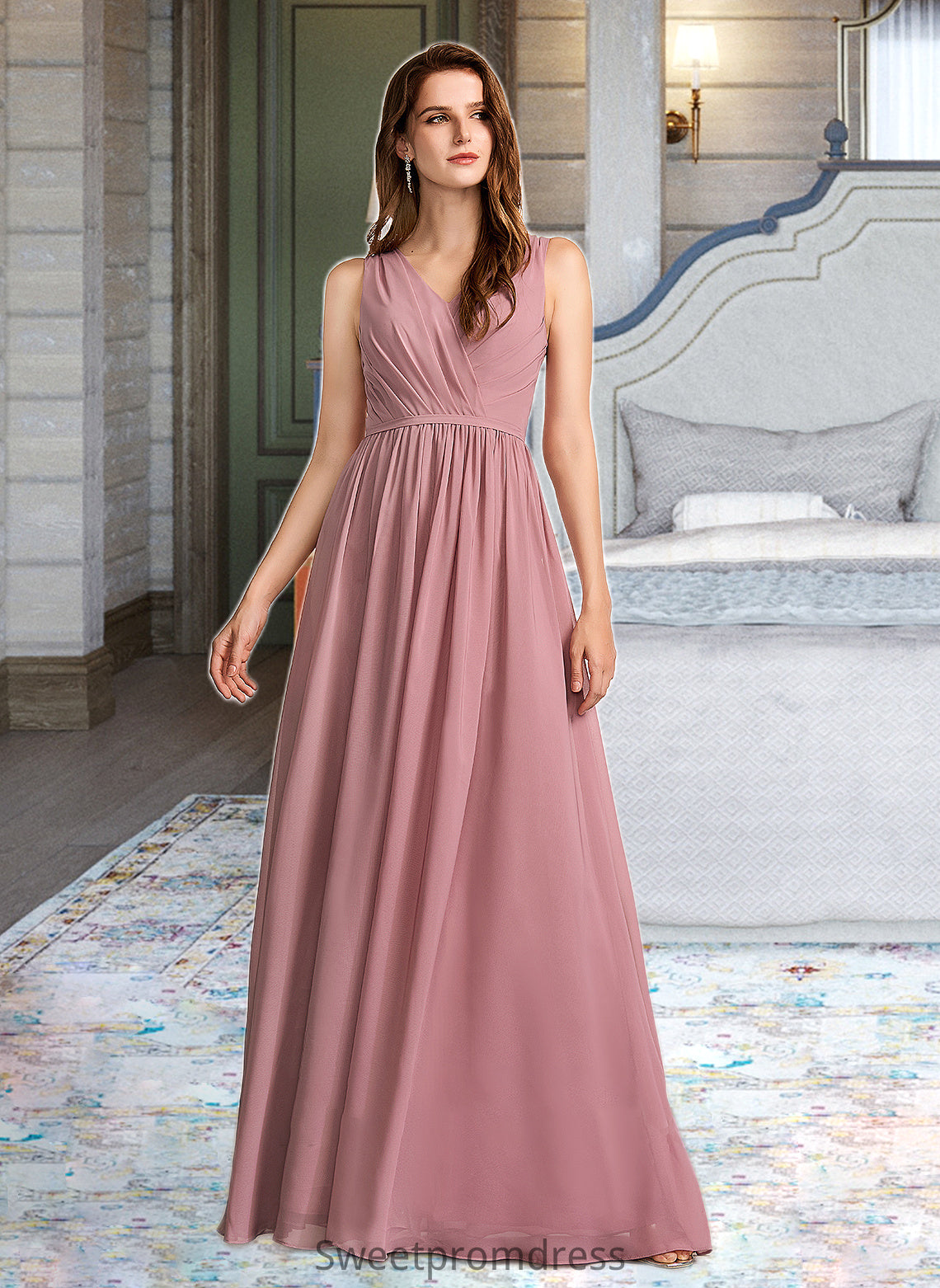 Nyasia A-Line Floor-Length Bridesmaid Dress DHP0012922