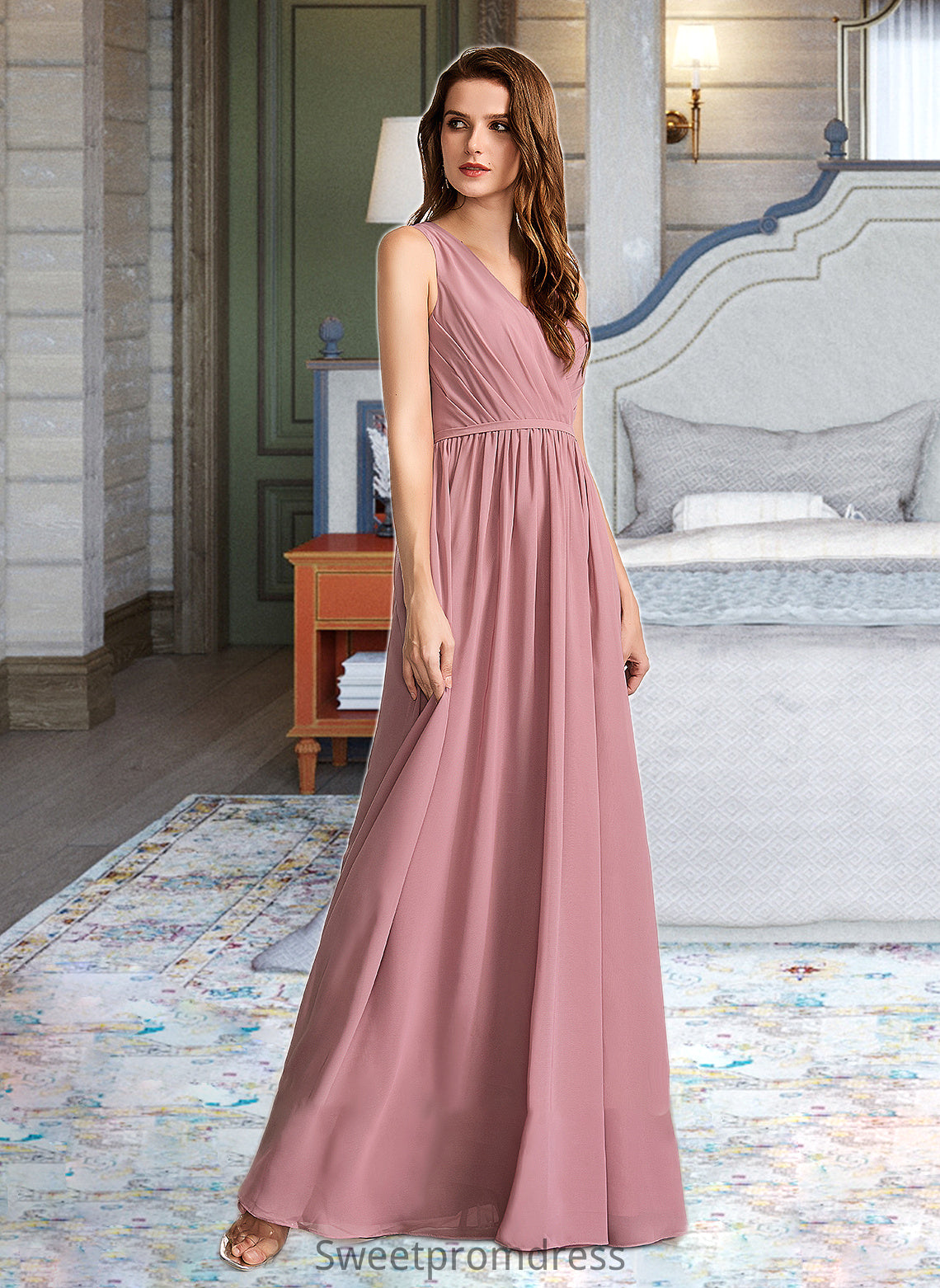 Nyasia A-Line Floor-Length Bridesmaid Dress DHP0012922