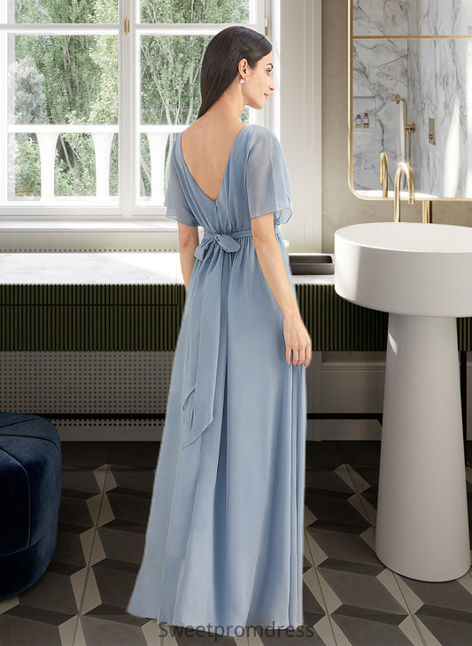 Heather A-Line Floor-Length Bridesmaid Dress With Ruffle Split Front DHP0012925