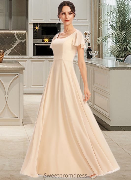 Summer A-Line Square Neckline Floor-Length Bridesmaid Dress With Cascading Ruffles DHP0012928