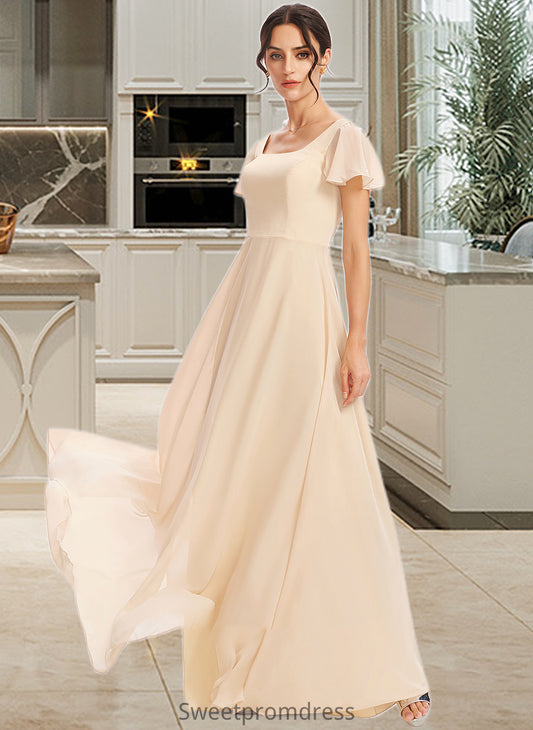 Summer A-Line Square Neckline Floor-Length Bridesmaid Dress With Cascading Ruffles DHP0012928