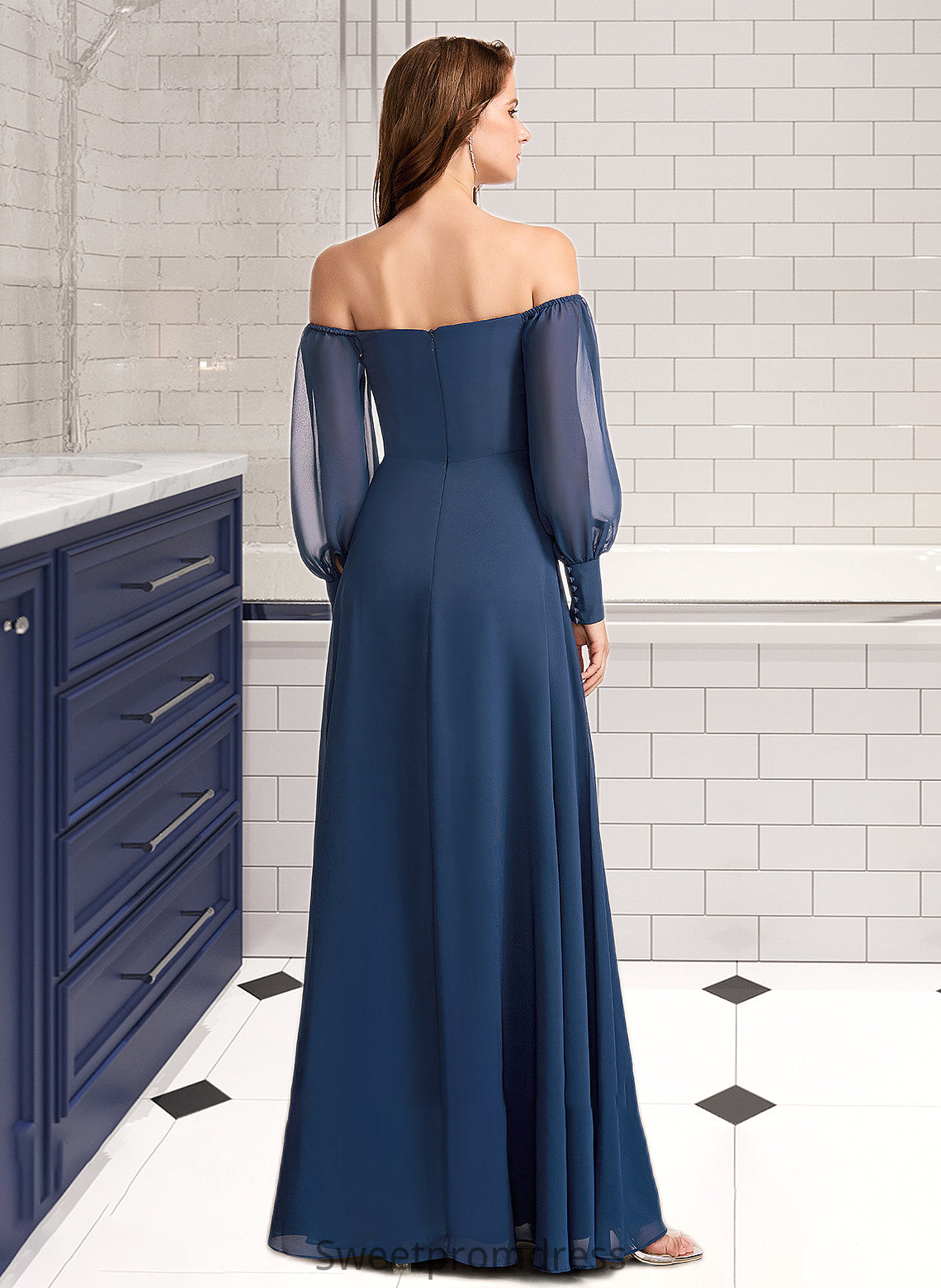 Bryanna A-Line Off-the-Shoulder Floor-Length Bridesmaid Dress With Split Front DHP0012956