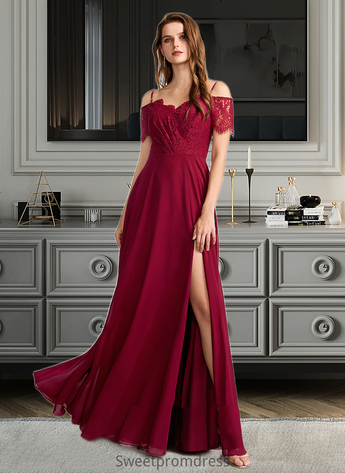 Sanai A-Line V-neck Floor-Length Bridesmaid Dress DHP0013000