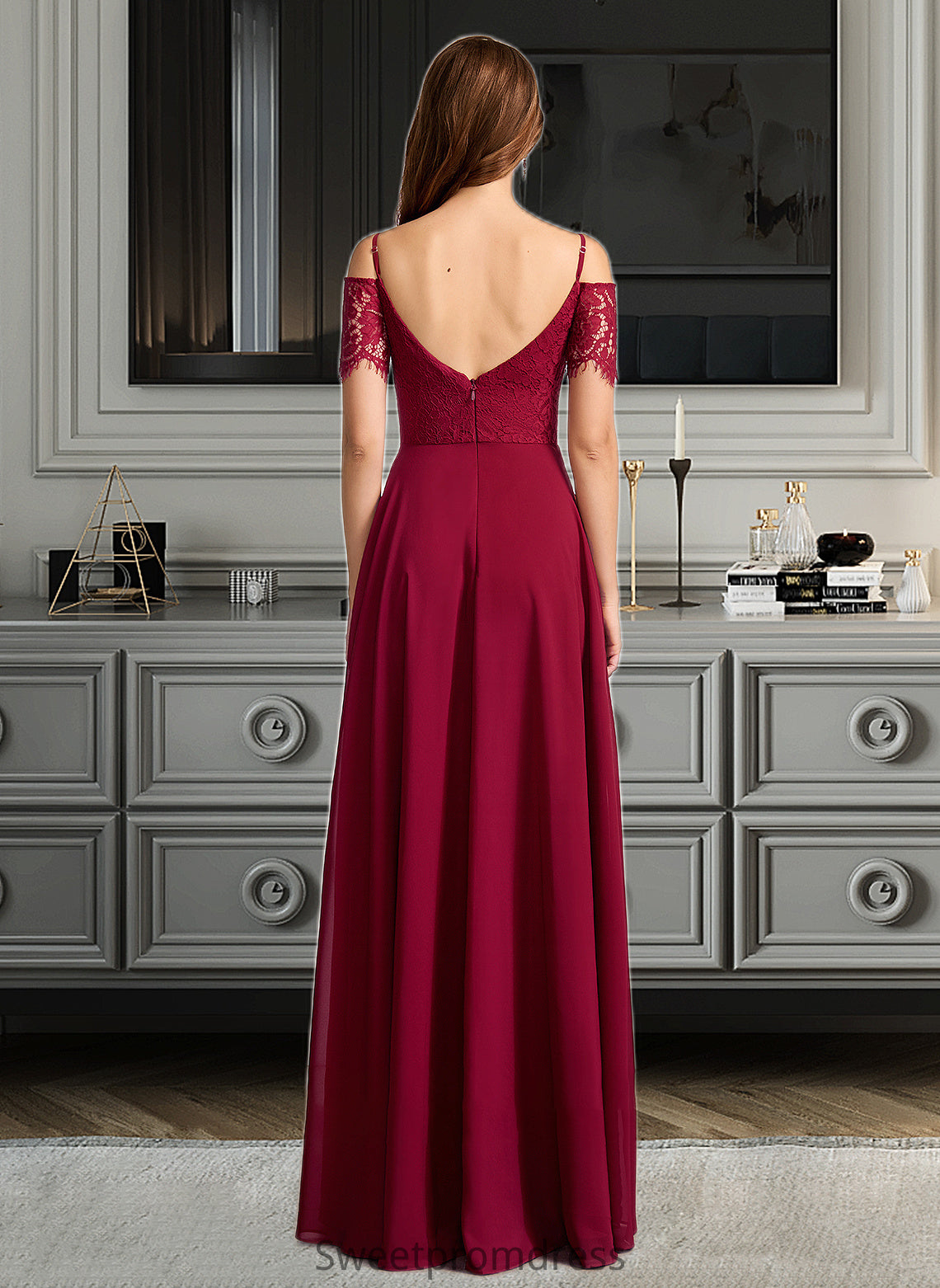 Sanai A-Line V-neck Floor-Length Bridesmaid Dress DHP0013000