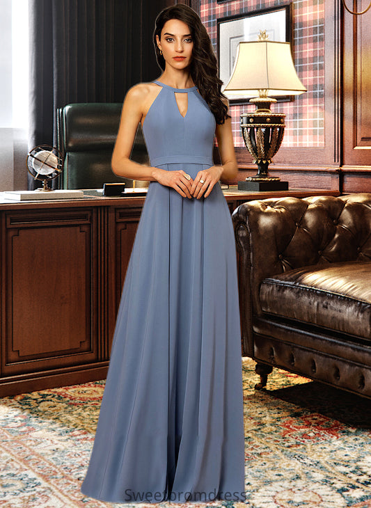 Karlee A-Line Scoop Neck Floor-Length Chiffon Bridesmaid Dress DHP0013018