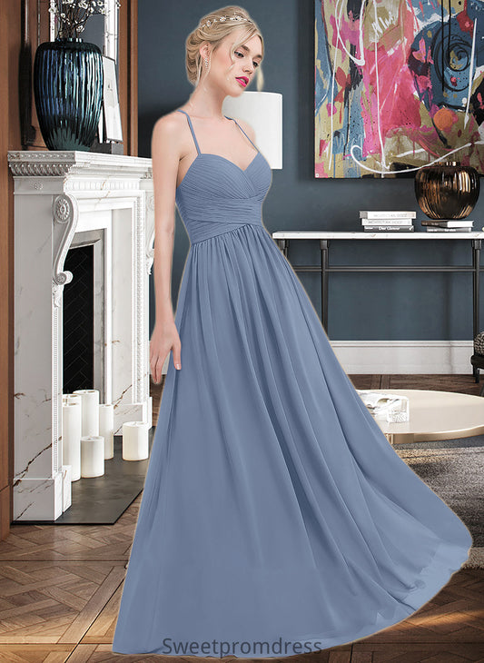 Mara A-line Sweetheart Floor-Length Chiffon Bridesmaid Dress With Ruffle DHP0013020