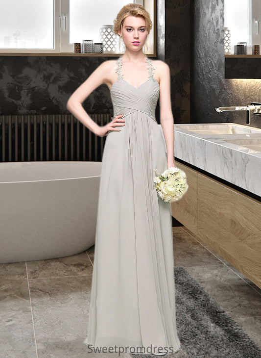 Ruby A-Line Sweetheart Floor-Length Chiffon Bridesmaid Dress With Ruffle DHP0013034