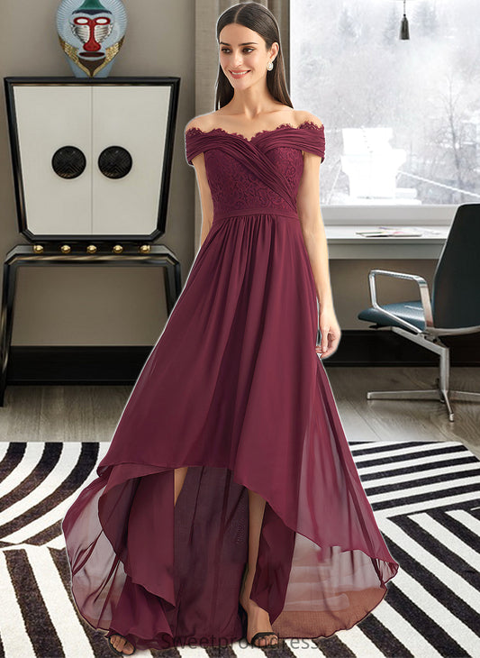 Joselyn A-Line Off-the-Shoulder Asymmetrical Bridesmaid Dress With Lace DHP0013070