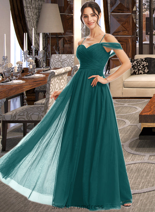 Jessica A-Line V-neck Floor-Length Bridesmaid Dress With Ruffle DHP0013072