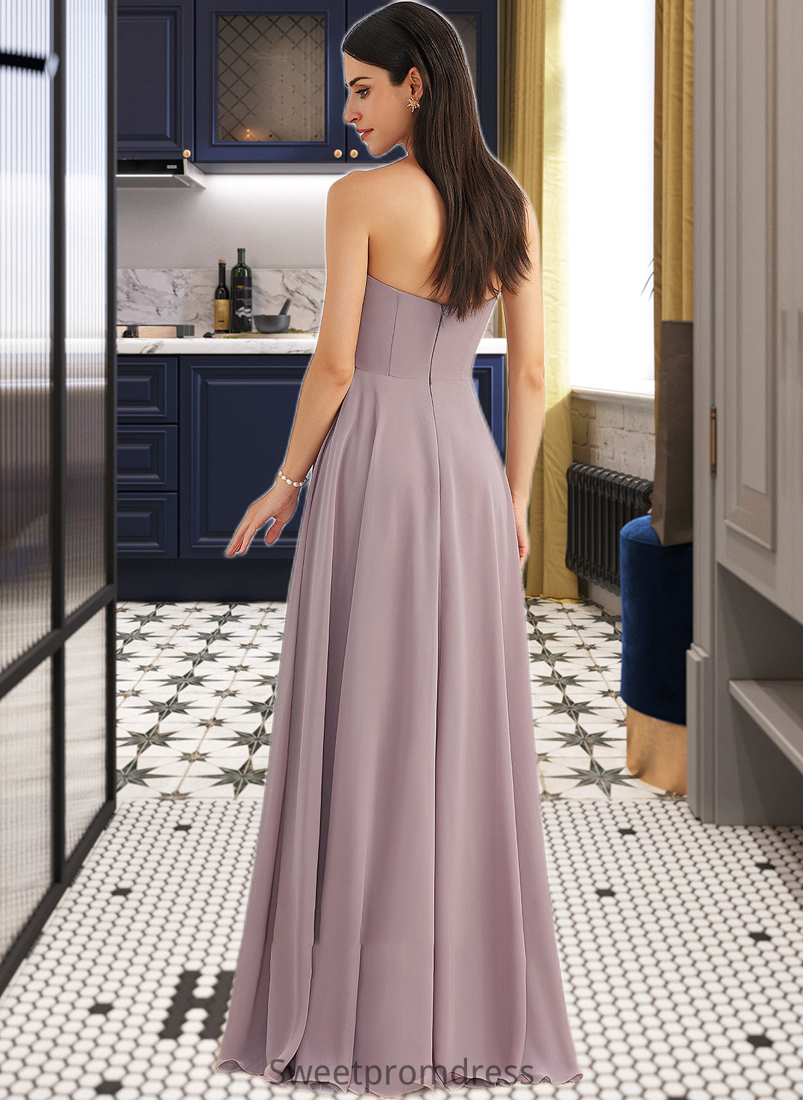 Jacquelyn A-Line Strapless Floor-Length Bridesmaid Dress With Split Front DHP0013084