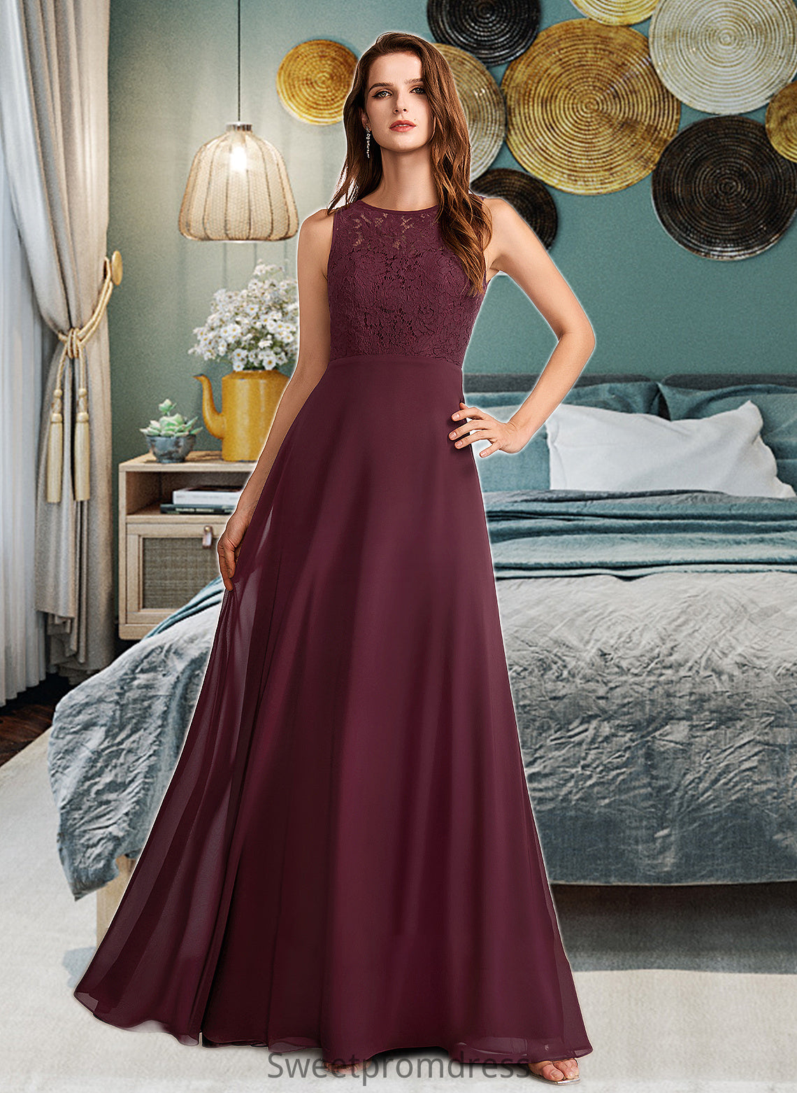 Sarah A-Line Floor-Length Bridesmaid Dress DHP0013118