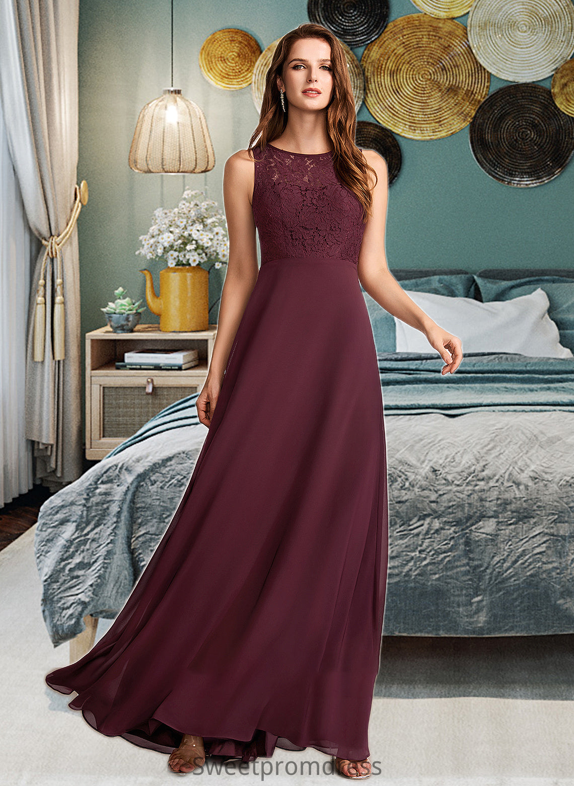 Sarah A-Line Floor-Length Bridesmaid Dress DHP0013118