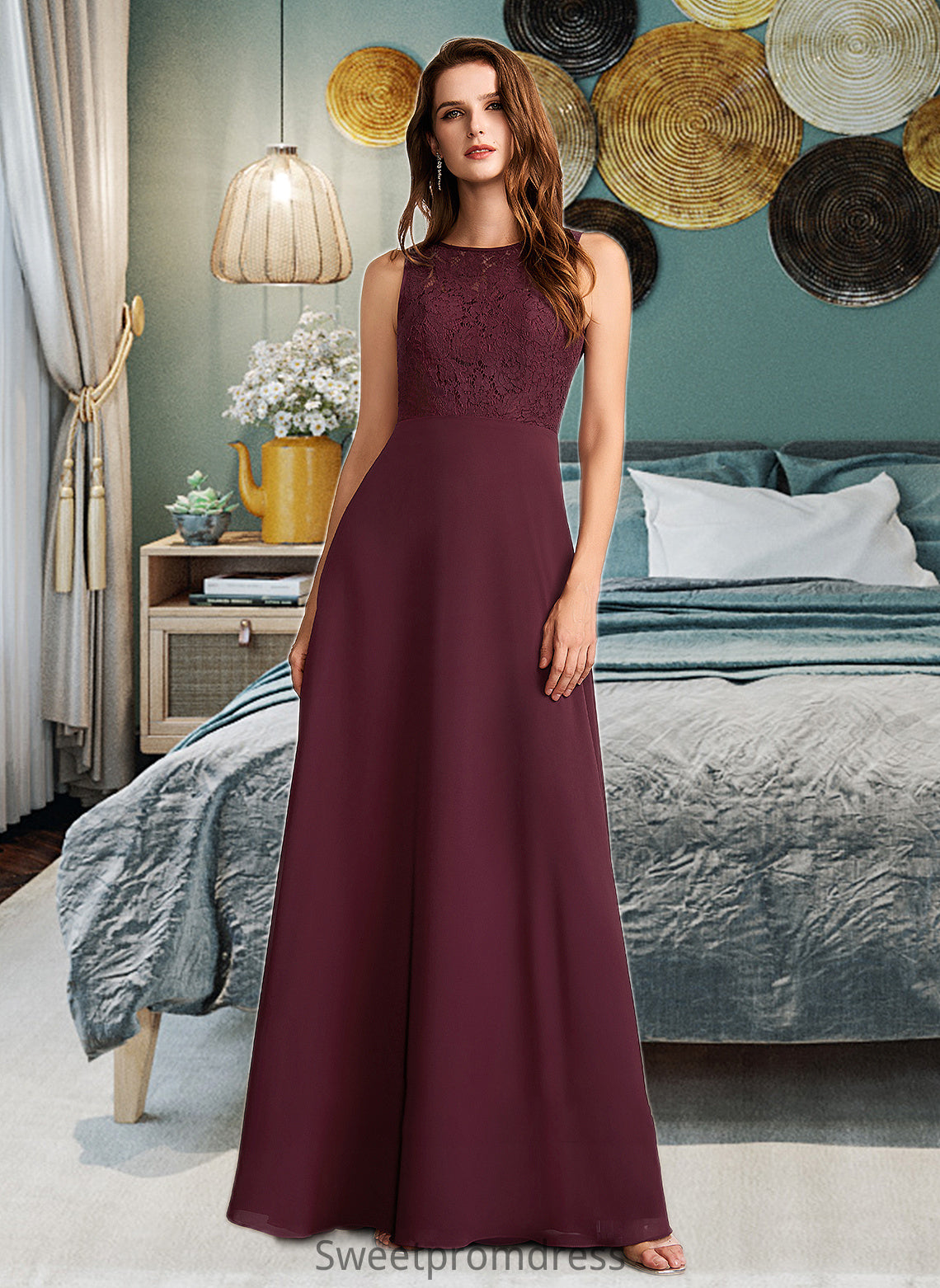 Sarah A-Line Floor-Length Bridesmaid Dress DHP0013118