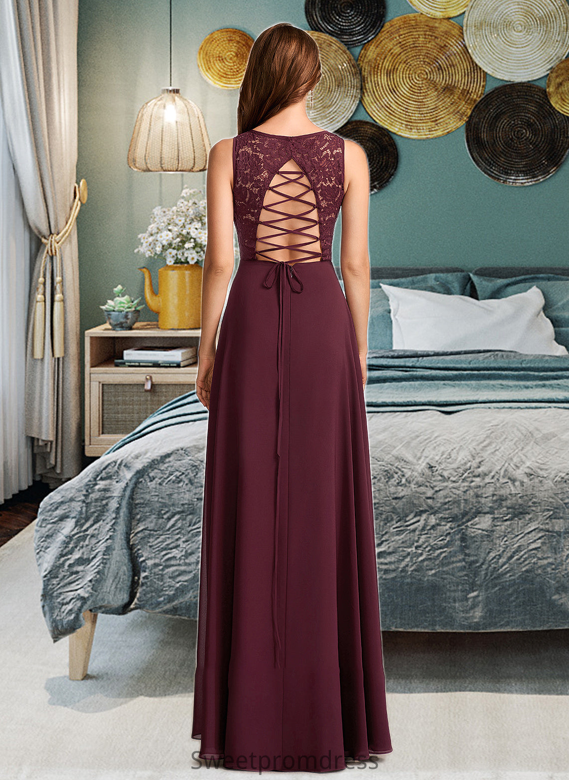 Sarah A-Line Floor-Length Bridesmaid Dress DHP0013118