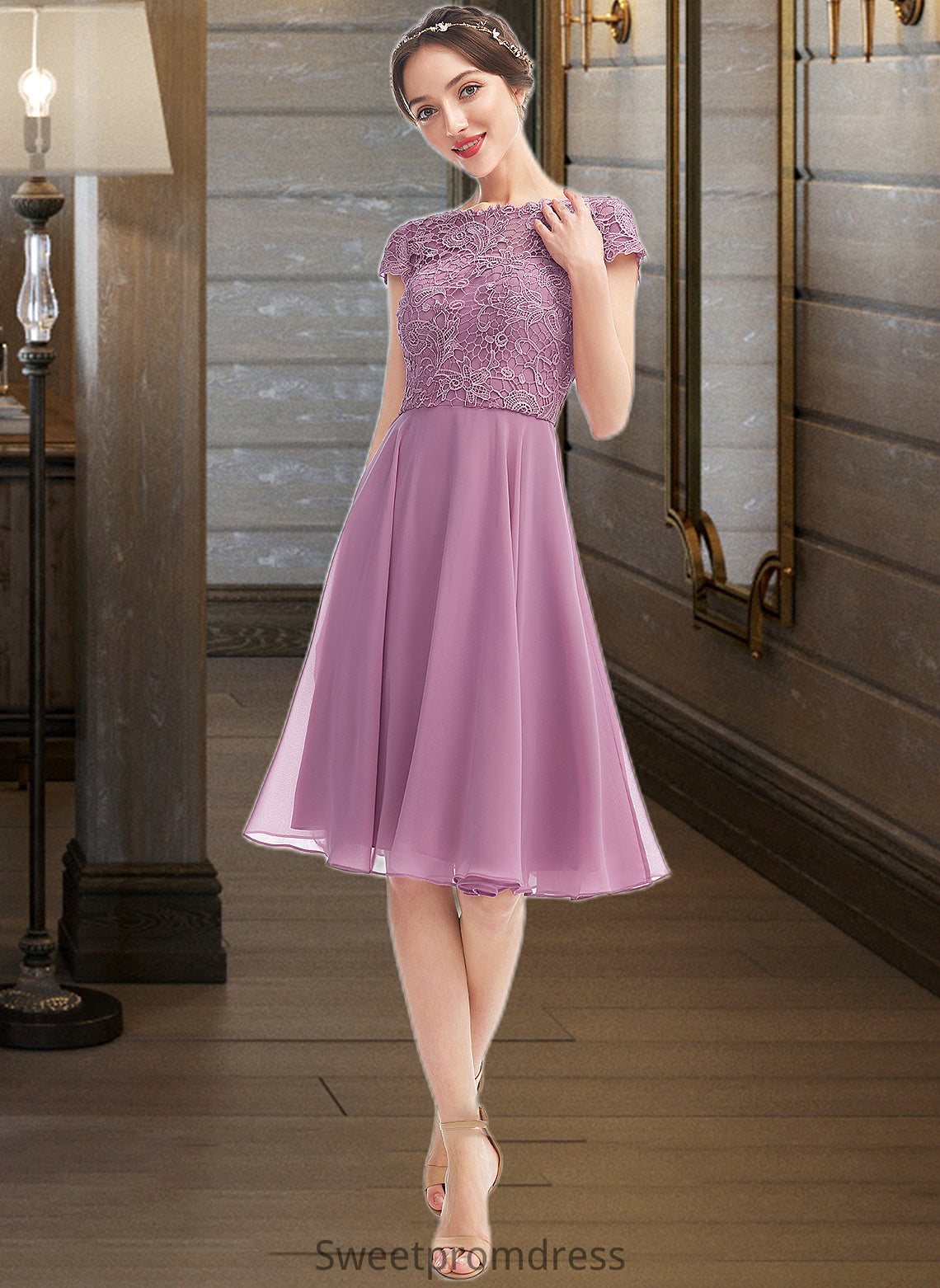 Adrianna A-Line Scoop Neck Knee-Length Bridesmaid Dress DHP0013119