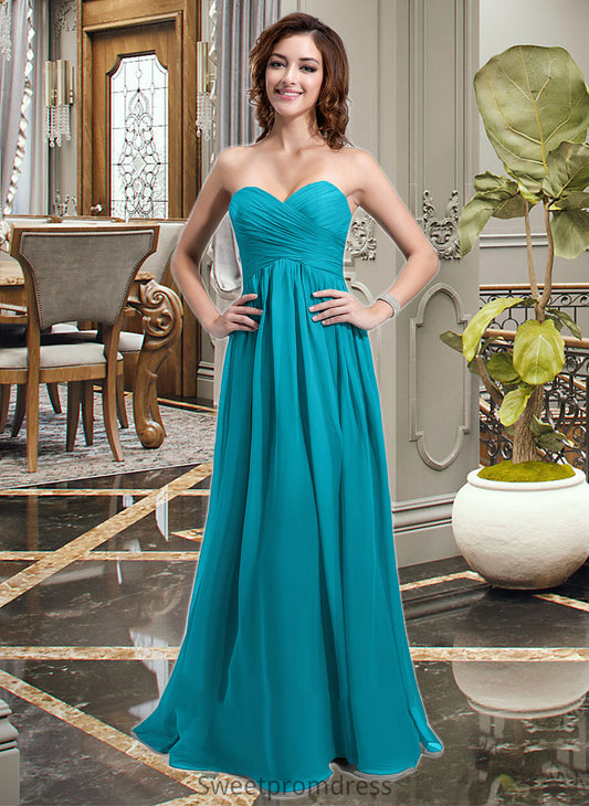 Paulina Chiffon Floor-length Empire Bridesmaid Dress with Sweetheart Neckline DHP0013137