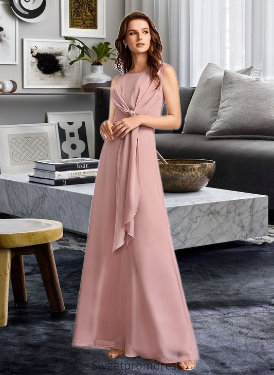 Keira A-Line Floor-Length Bridesmaid Dress With Bow(s) DHP0013139