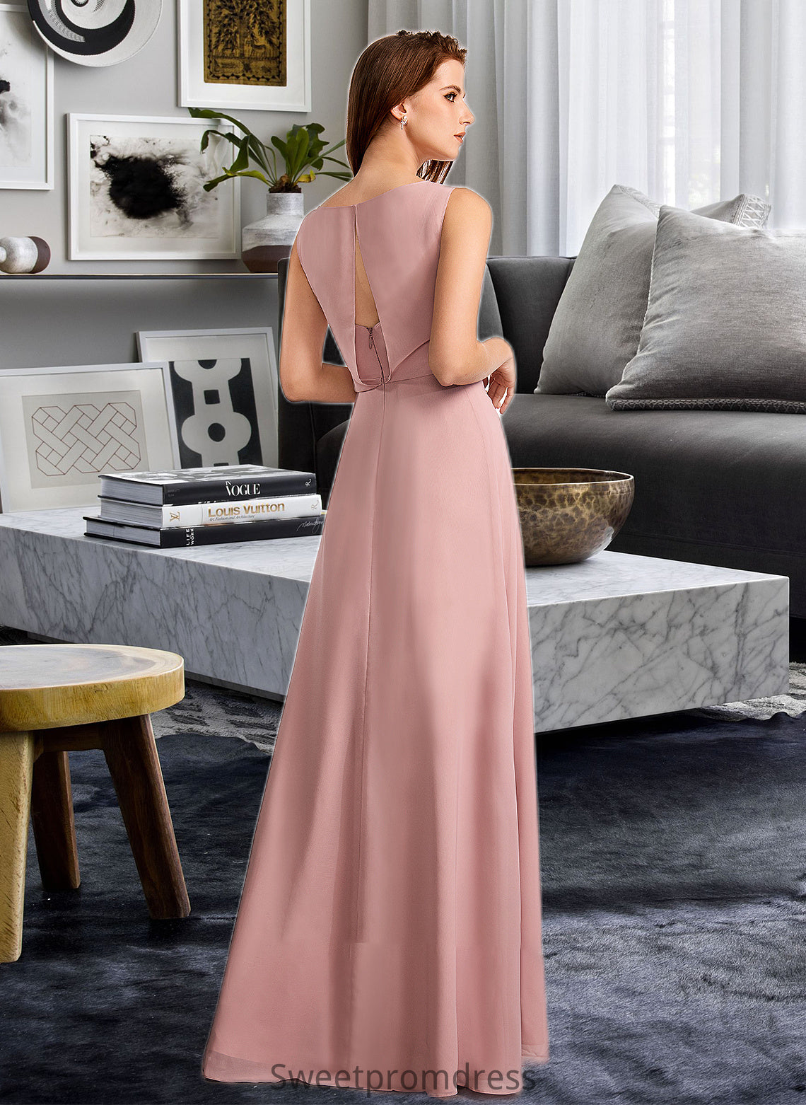 Keira A-Line Floor-Length Bridesmaid Dress With Bow(s) DHP0013139