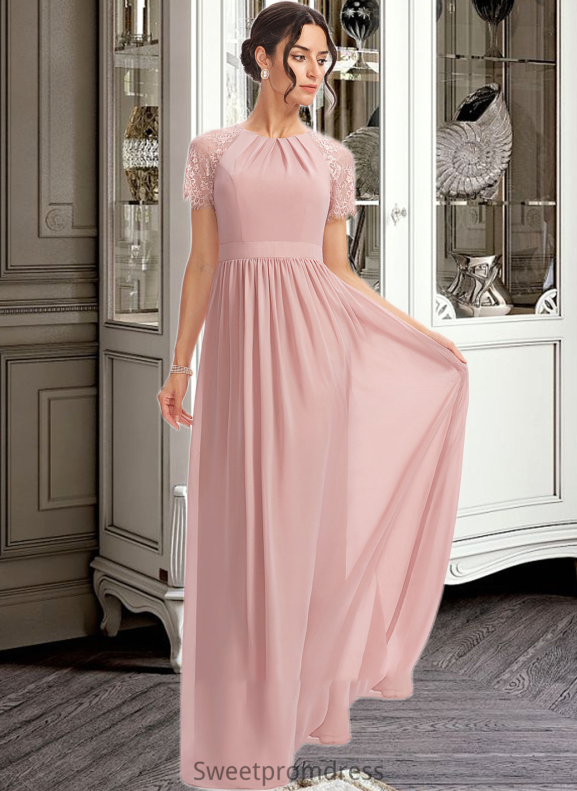 Madeleine A-Line Floor-Length Bridesmaid Dress With Lace DHP0013151