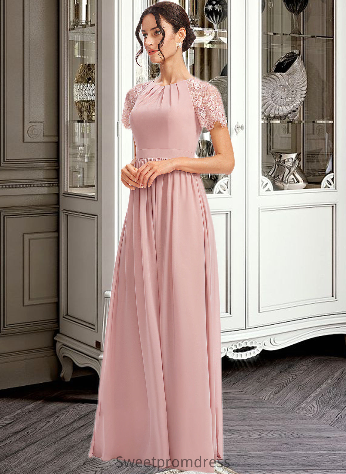 Madeleine A-Line Floor-Length Bridesmaid Dress With Lace DHP0013151