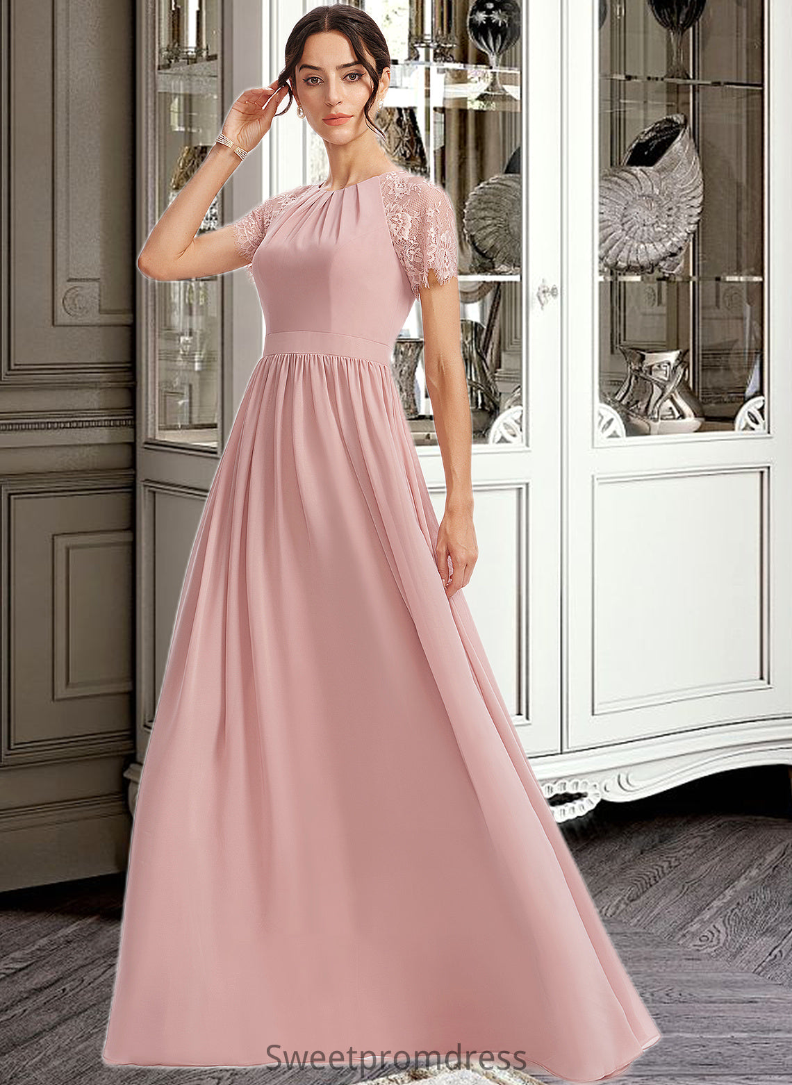 Madeleine A-Line Floor-Length Bridesmaid Dress With Lace DHP0013151