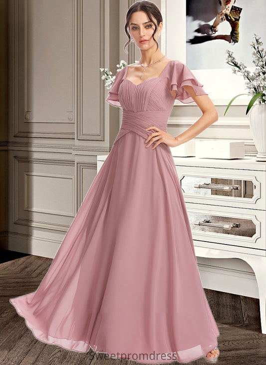 Salma A-Line Square Neckline Floor-Length Bridesmaid Dress With Ruffle Cascading Ruffles DHP0013172