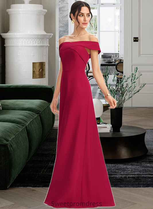 Erika Sheath/Column Off-the-Shoulder Floor-Length Bridesmaid Dress With Ruffle DHP0013177