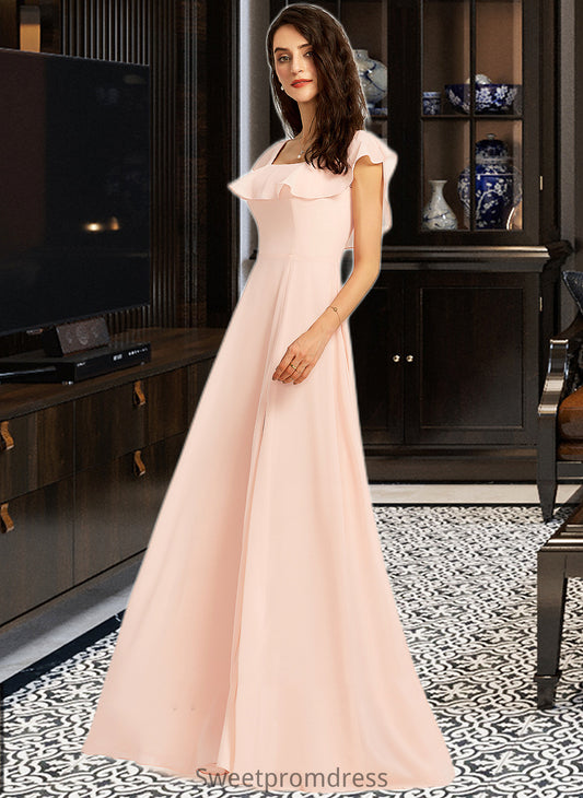 Jessie A-Line Square Neckline Floor-Length Bridesmaid Dress With Split Front DHP0013186