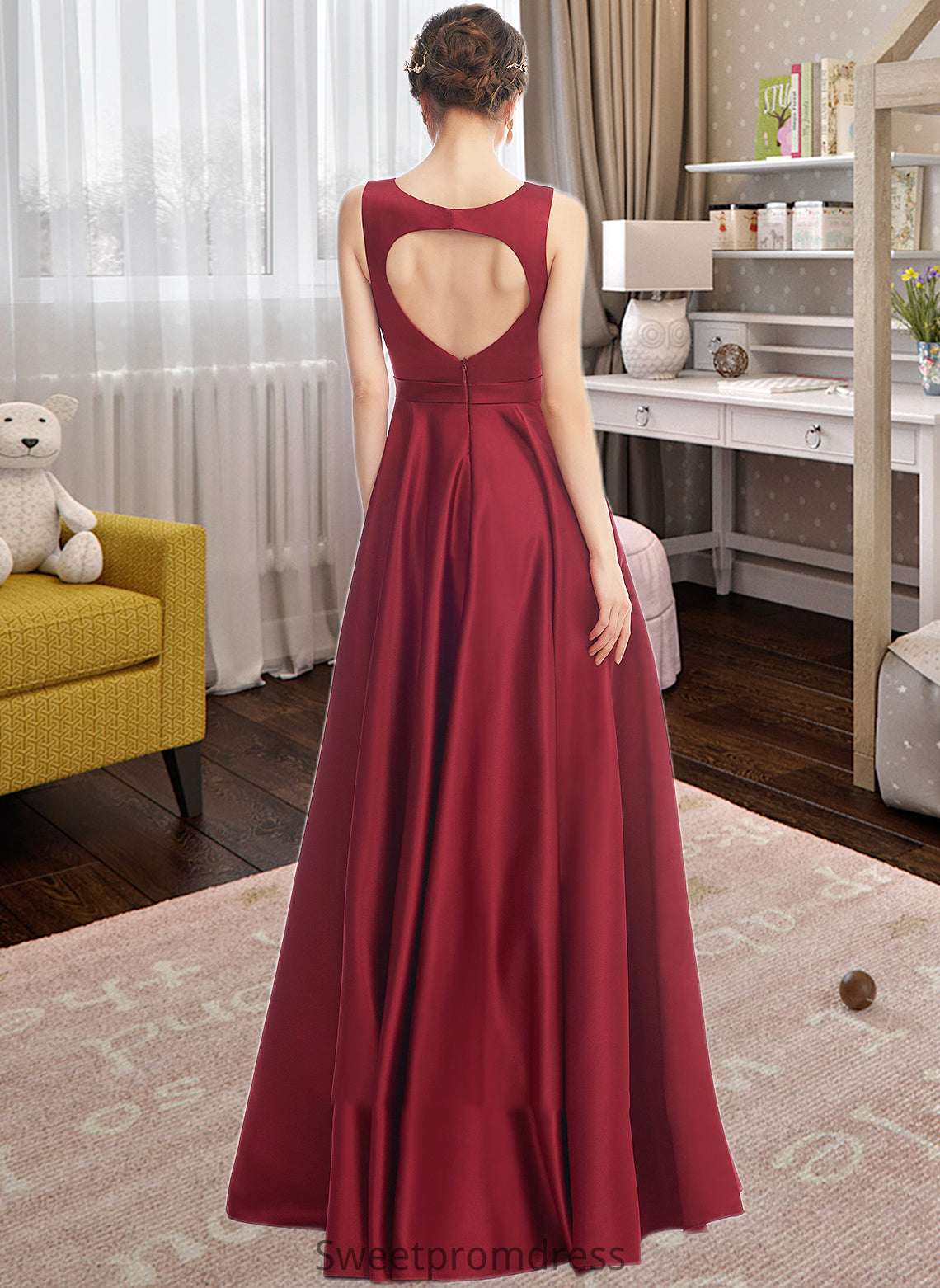 Francesca A-Line Scoop Neck Floor-Length Bridesmaid Dress DHP0013198