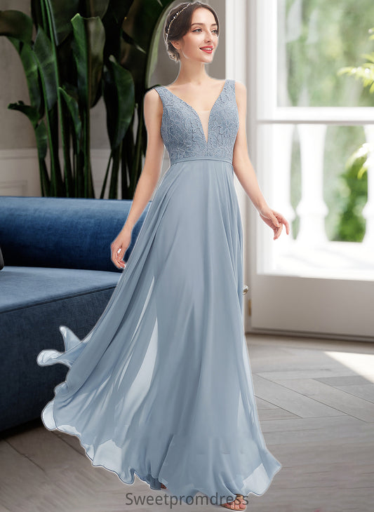 Heather A-Line V-neck Floor-Length Bridesmaid Dress DHP0013199