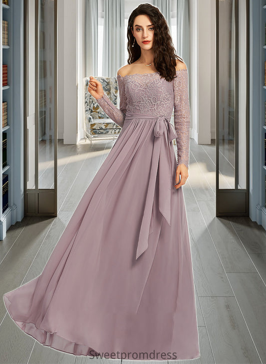 Giana A-Line Off-the-Shoulder Floor-Length Bridesmaid Dress DHP0013200