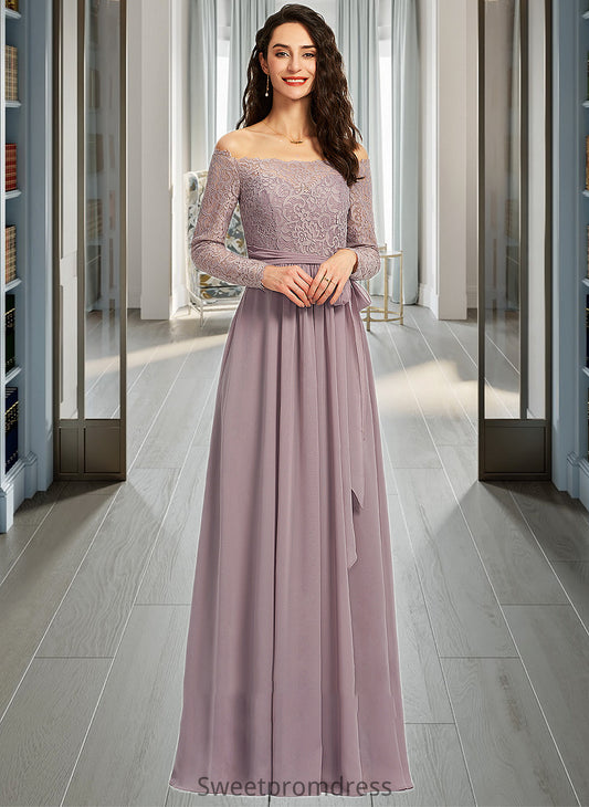 Giana A-Line Off-the-Shoulder Floor-Length Bridesmaid Dress DHP0013200