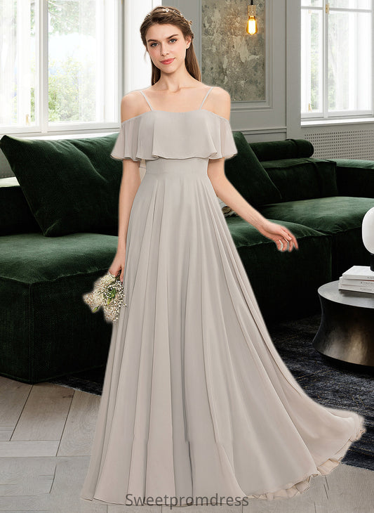 Genesis A-Line Off-the-Shoulder Floor-Length Chiffon Bridesmaid Dress DHP0013202