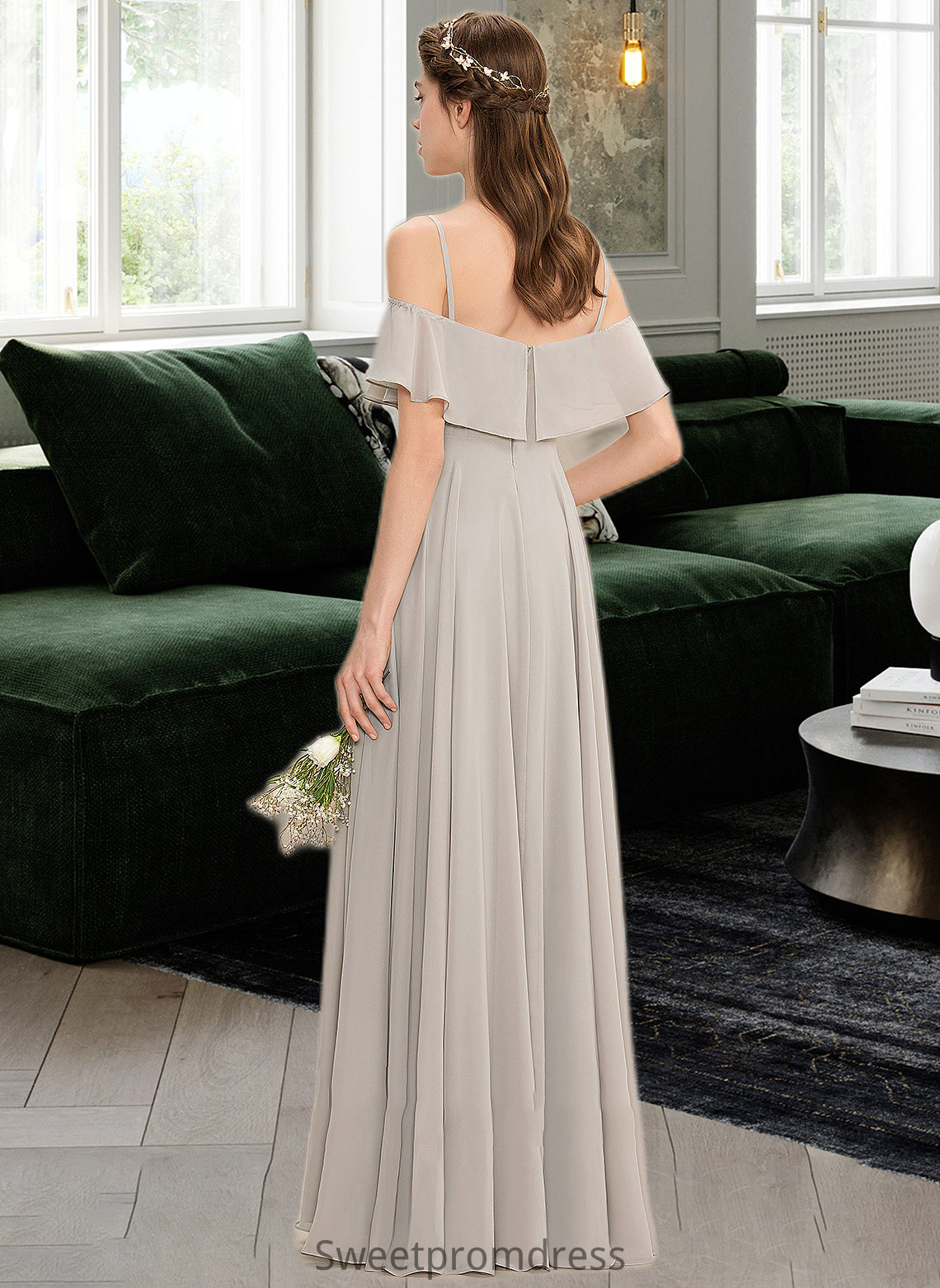 Genesis A-Line Off-the-Shoulder Floor-Length Chiffon Bridesmaid Dress DHP0013202