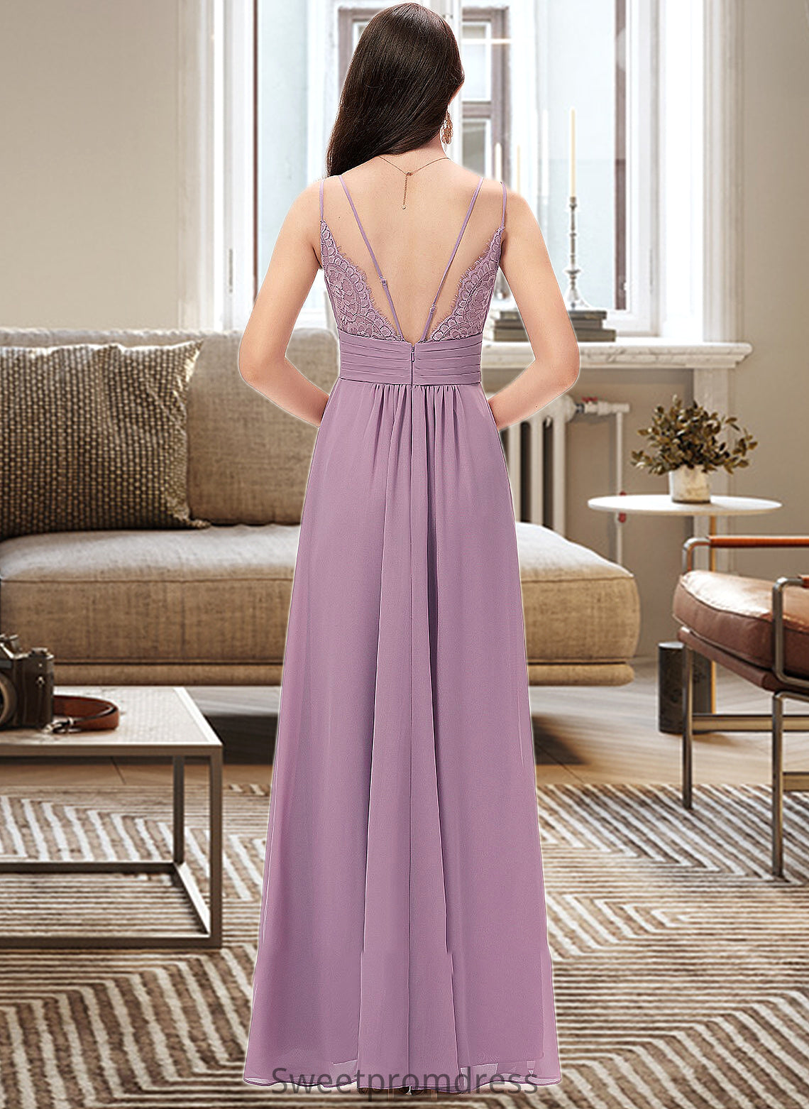 Clarissa A-Line Sweetheart Floor-Length Chiffon Bridesmaid Dress DHP0013225