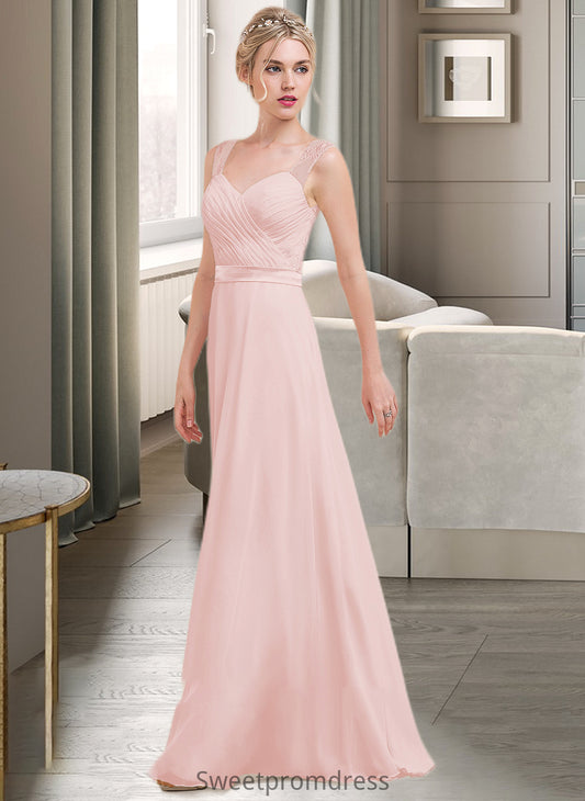 Kadence A-Line/Princess Sweetheart Floor-Length Chiffon Bridesmaid Dress With Ruffle DHP0013239