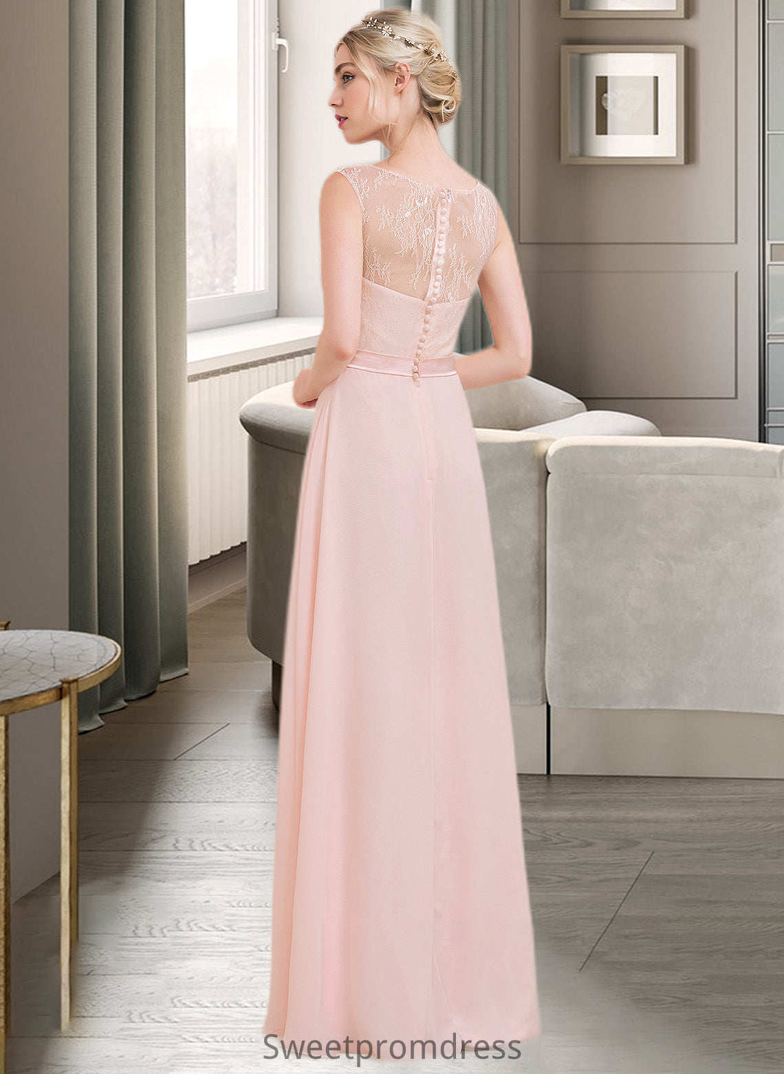 Kadence A-Line/Princess Sweetheart Floor-Length Chiffon Bridesmaid Dress With Ruffle DHP0013239