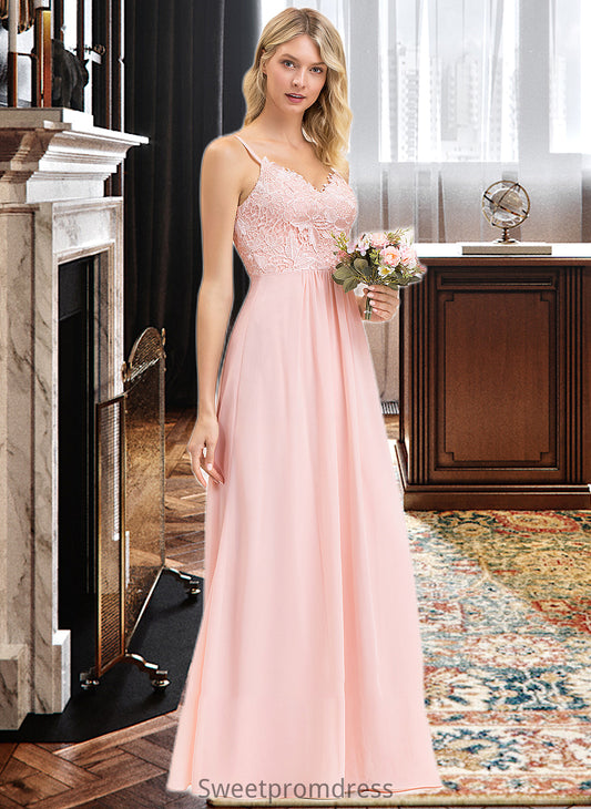 Patsy A-Line Sweetheart Floor-Length Chiffon Lace Bridesmaid Dress DHP0013248