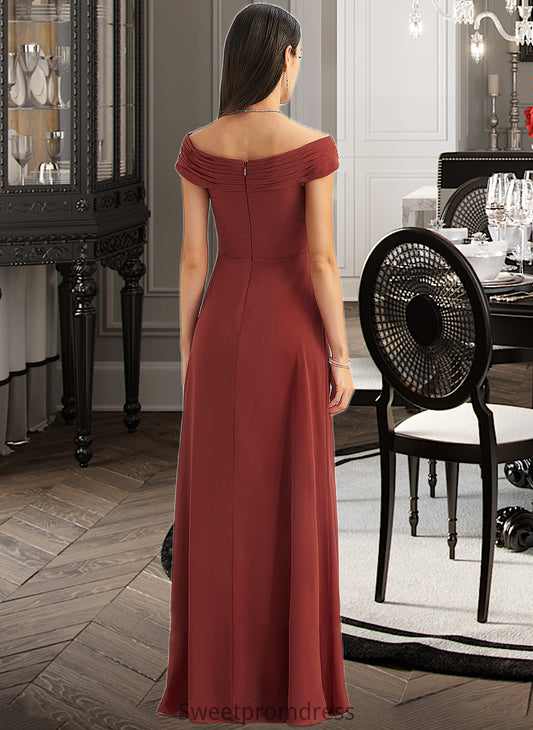 Irene Sheath/Column Off-the-Shoulder Floor-Length Bridesmaid Dress With Ruffle DHP0013284