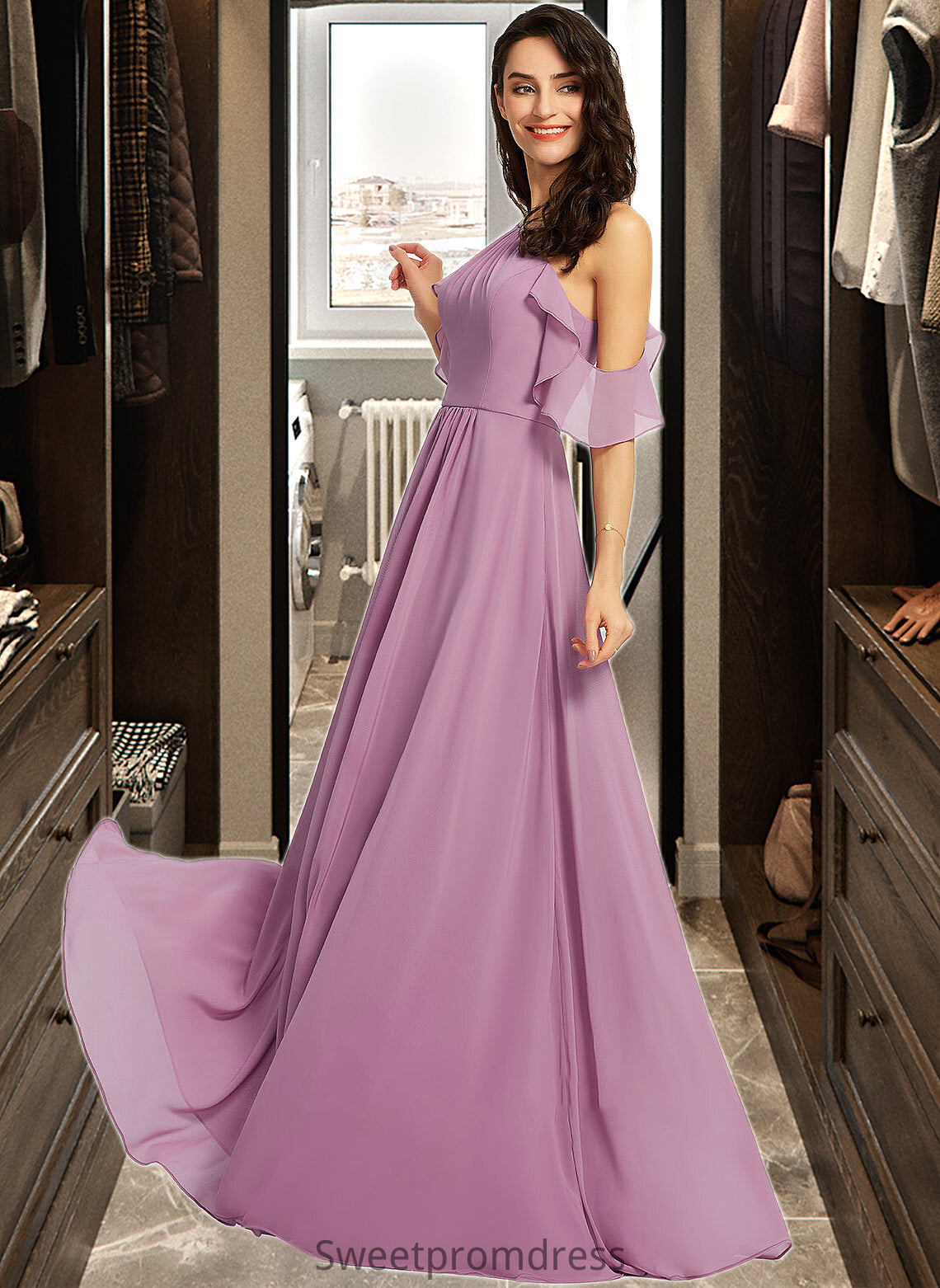 Millicent A-Line Scoop Neck Floor-Length Bridesmaid Dress With Pockets DHP0013287