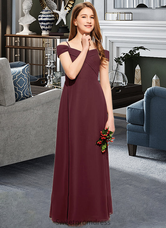 Natasha A-Line Off-the-Shoulder Floor-Length Chiffon Junior Bridesmaid Dress With Ruffle DHP0013467